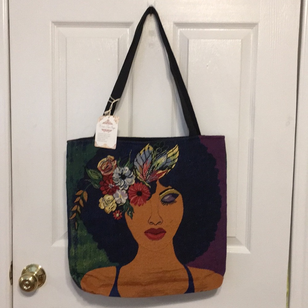 SOLD FLASH SALE SHADES OF COLOR WOVEN TOTE BAG - Picture 1 of 6